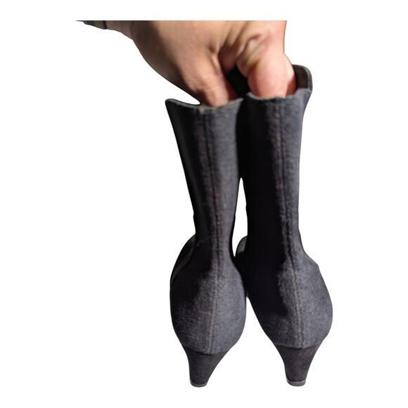 Stuart Weitzman Beatrice Black Suede Almond Toe Wedge Midi Ankle Boots Sz 7 - Picture 3 of 5